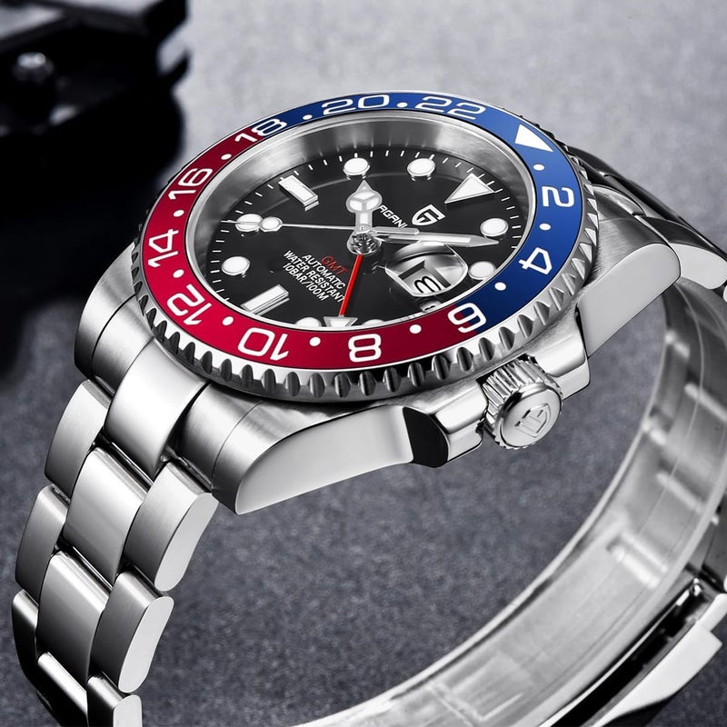 PAGANI DESIGN ساعة رجال أوتوماتيكية ميكانيكية من باجاني ديزاين GMT مع إطار سيراميك دوار ووظيفة التاريخ - Image 5